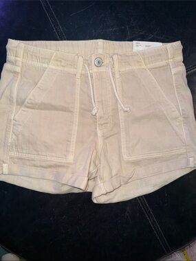 Women's Cream Denim Drawstring Utility Shorts size 8 NWT